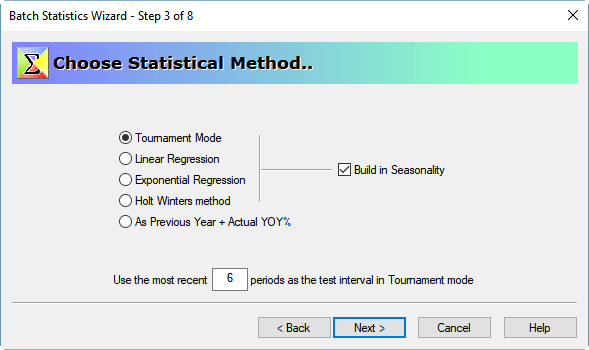 Batch mode statistical forecasting - screenshot