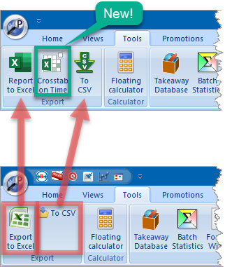 New Excel cross-tab export option